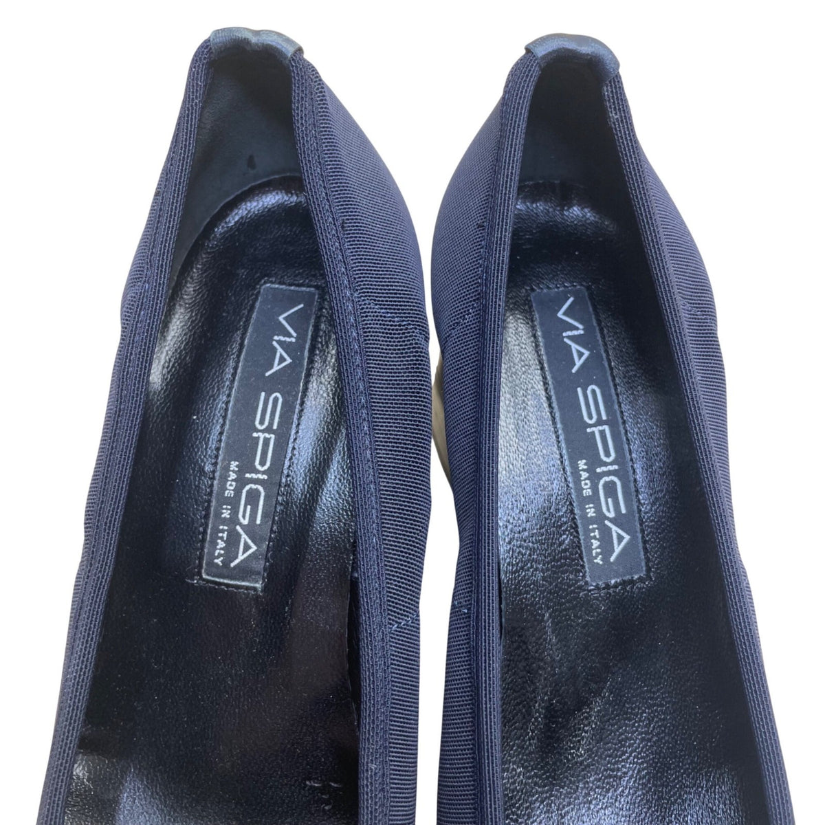 Via Spiga Women’s Navy Blue Elastic Round Toe Block Heel Pumps Size 7.5