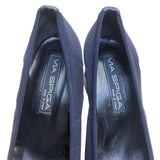 Via Spiga Women’s Navy Blue Elastic Round Toe Block Heel Pumps Size 7.5