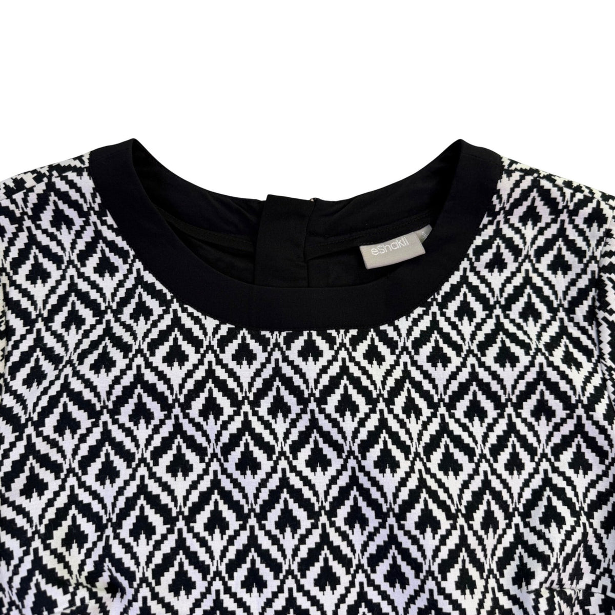EShakti Womens Black & White Geometric Print Dress Size S/6