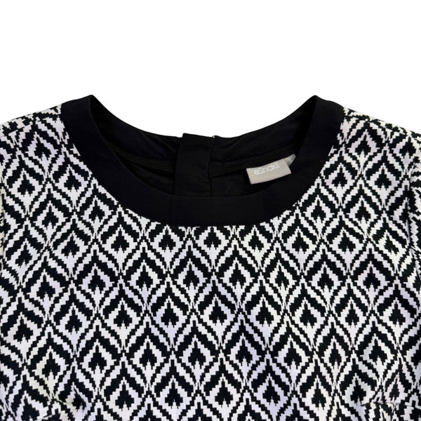 EShakti Womens Black & White Geometric Print Dress Size S/6