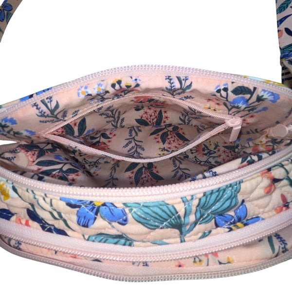 Vera Bradley Women’s Pink Quilted Floral Adjustable Strap Evie Crossbody Bag