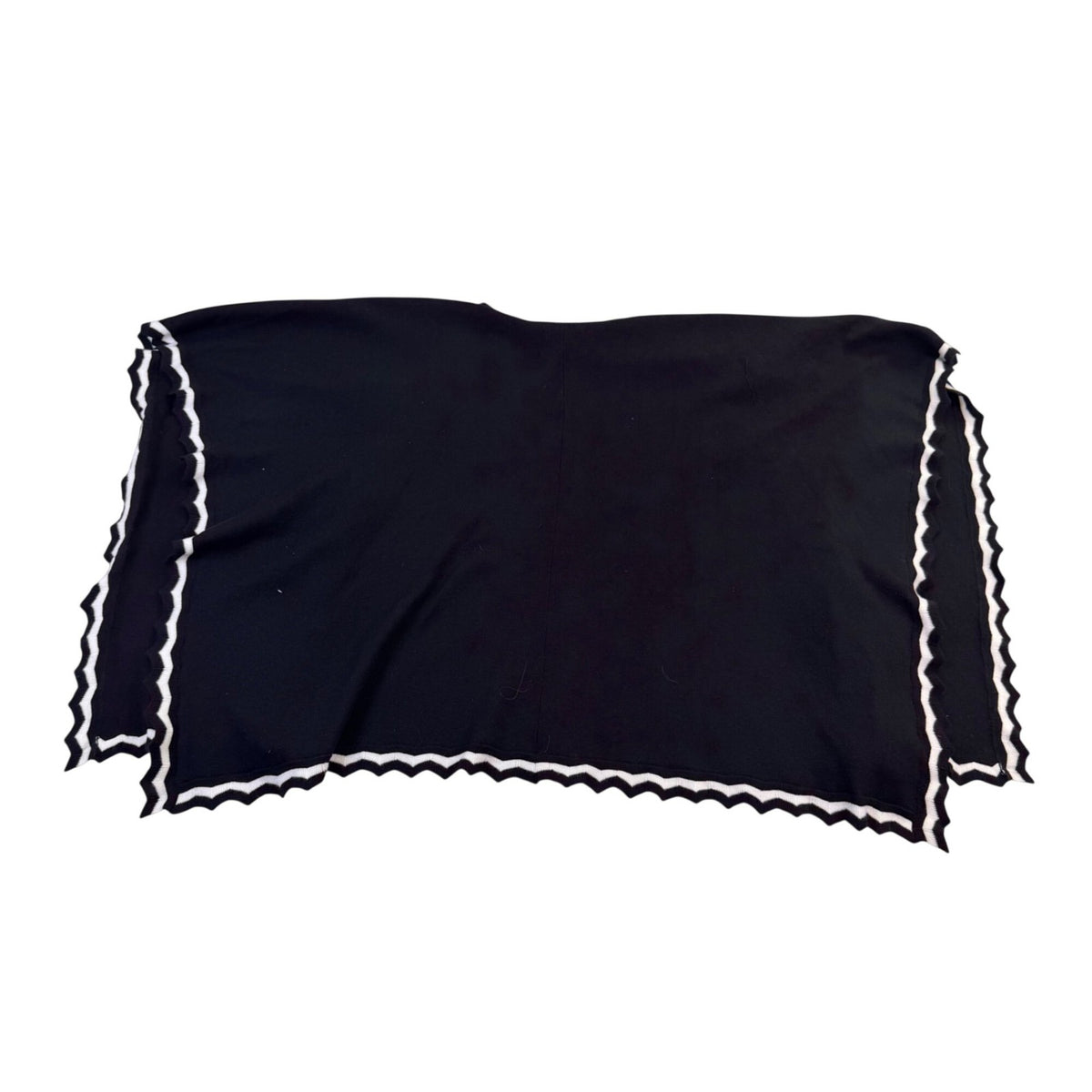 Chicos Womens Black/White Open Front Poncho Scalloped Edges Sz L/XL