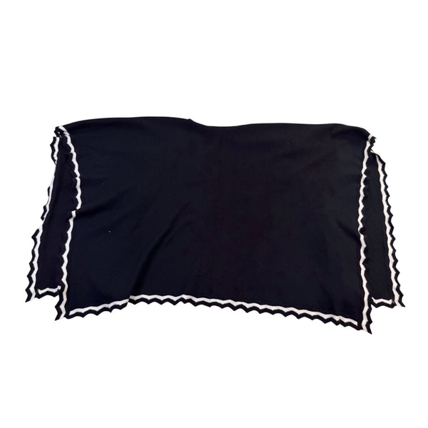 Chicos Womens Black/White Open Front Poncho Scalloped Edges Sz L/XL