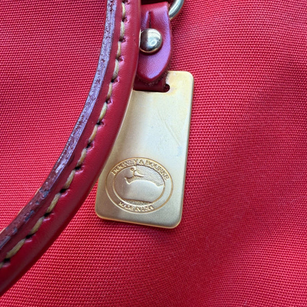 Dooney & Bourke Womens Red Canvas & Leather Shoulder Tote Bag Adjustable Strap