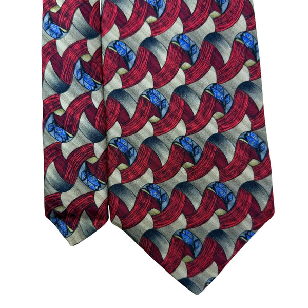 Robert Talbott Studio Mens Silk Necktie Red & Gold Abstract Multi-Color Pattern