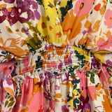 Floral V-Neck Mini Dress With Ruffle Sleeves & Smocked Waist New