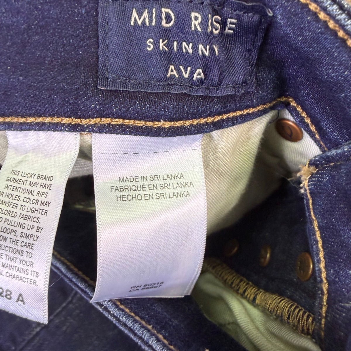 Lucky Brand Womens Blue Denim Skinny Jeans High Rise Button Fly Size 6