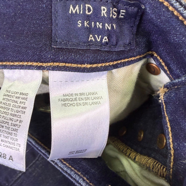 Lucky Brand Womens Blue Denim Skinny Jeans High Rise Button Fly Size 6