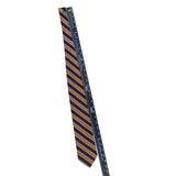 Paul Fredrick Mens Navy & Gold 100% Italian Silk Striped Hand-Tailored Tie