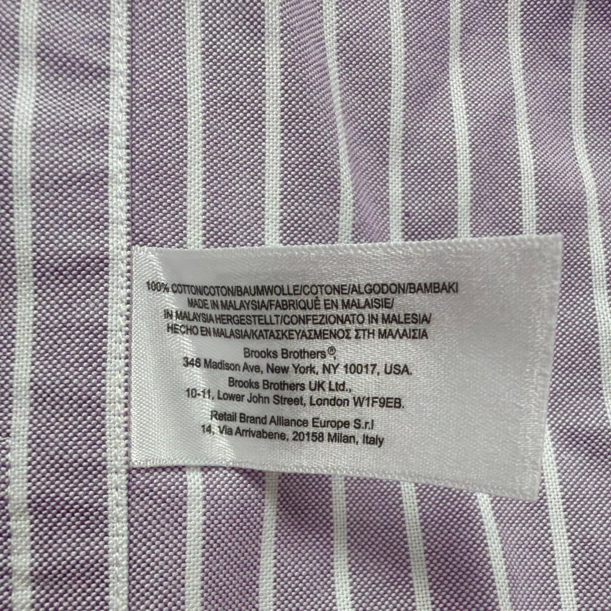 Brooks Brothers Mens Purple & White Striped Collared Shirt Non-Iron Sz16.5 34