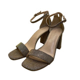Kelly & Katie Women’s Bronze Glitter Ankle Strap Block Heel Caital Sandals Sz 9M