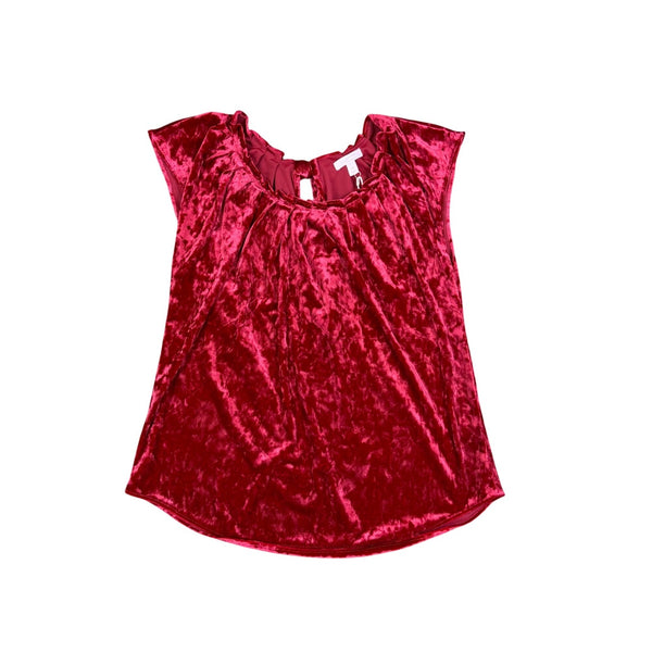 Lauren Conrad Womens Red Velvet Keyhole Back Top Size M