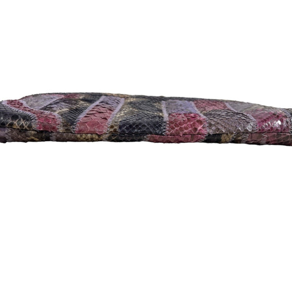 Vintage Women’s Purple Pink Python Skin Gold Chain Clutch and Sholder Bag