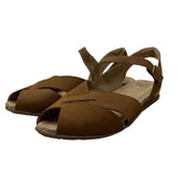 Earth Origins Women’s Almond Leather Adhesive Strap Palomos Percy Sandals Sz 11