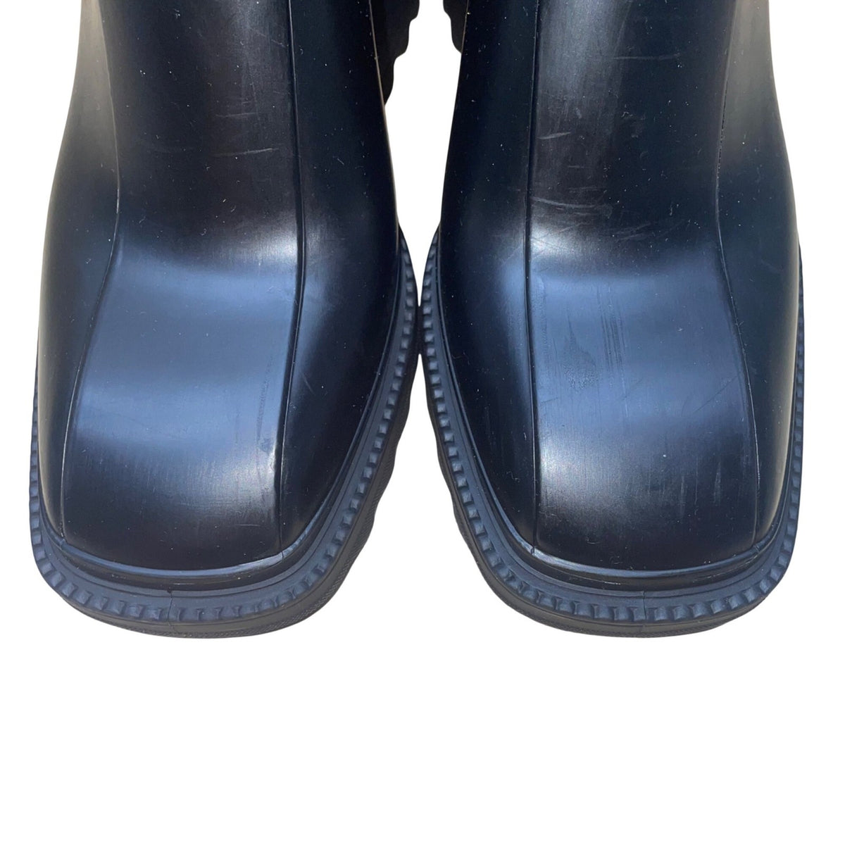 Chloe Women’s Black Rubber Zip-Up Chunky Heel Square Toe Betty Rain Boots Sz 10