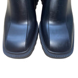 Chloe Women’s Black Rubber Zip-Up Chunky Heel Square Toe Betty Rain Boots Sz 10