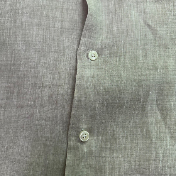 Perry Ellis Mens Tan Linen Short Sleeve Button-Up Shirt Lightweight Casual Sz XL
