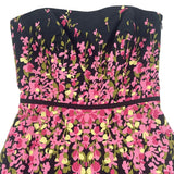 Ann Taylor Loft Strapless Black Dress With Pink Floral Print Size 0
