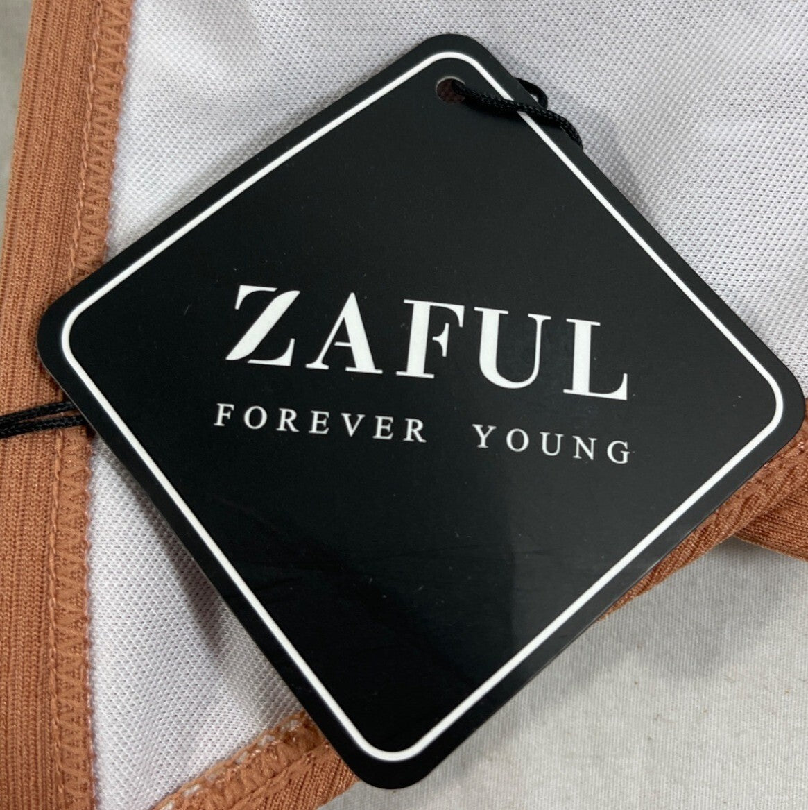 Zaful Womens Brown Ribbed Bikini Bottom Mid-Waist Size 8