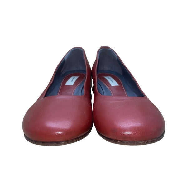 Fausto Santini Women’s Red Leather Round Toe Low Heel Shoes Size 38