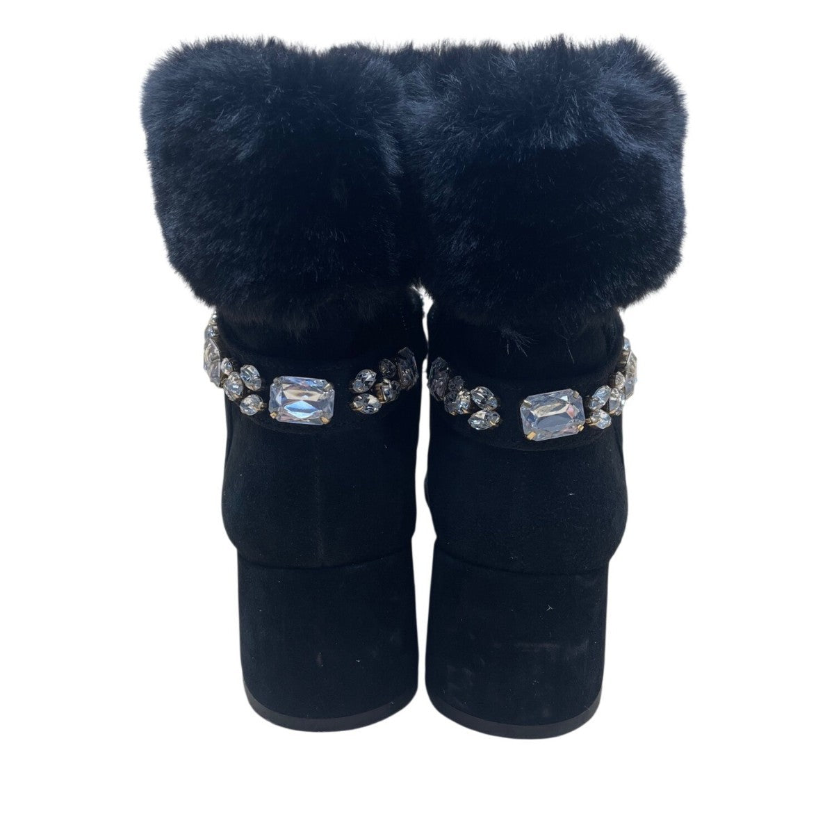 Adrienne Vittadini Women’s Black Faux Fur Embellished Ankle Boots Size 7.5M