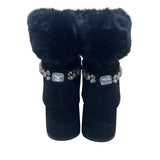 Adrienne Vittadini Women’s Black Faux Fur Embellished Ankle Boots Size 7.5M