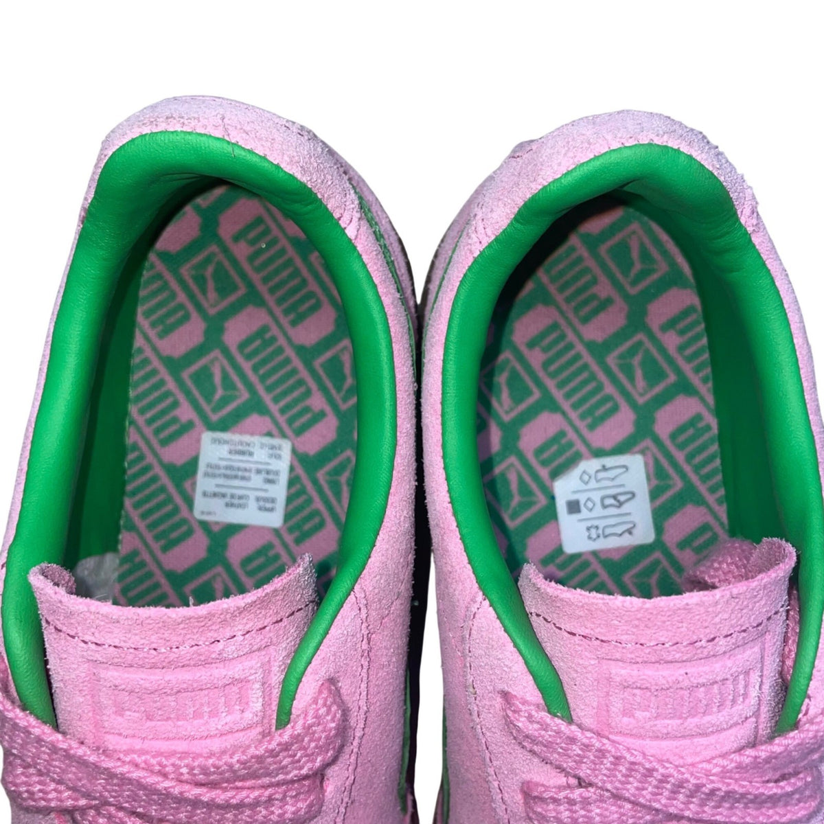 Puma Women’s Pink & Green Suede Lace Up Casual Palermo Sneakers Size 8