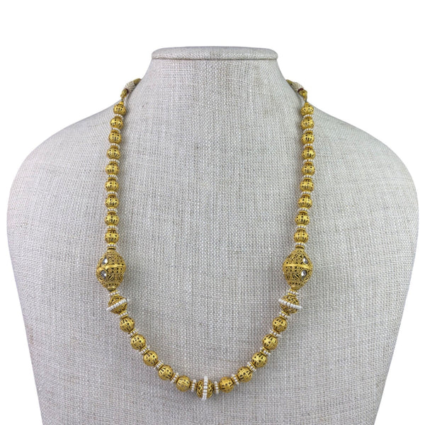 Gold Tone Womens Necklace & Earring Set Various Metal Beaded Elegant Design Adju