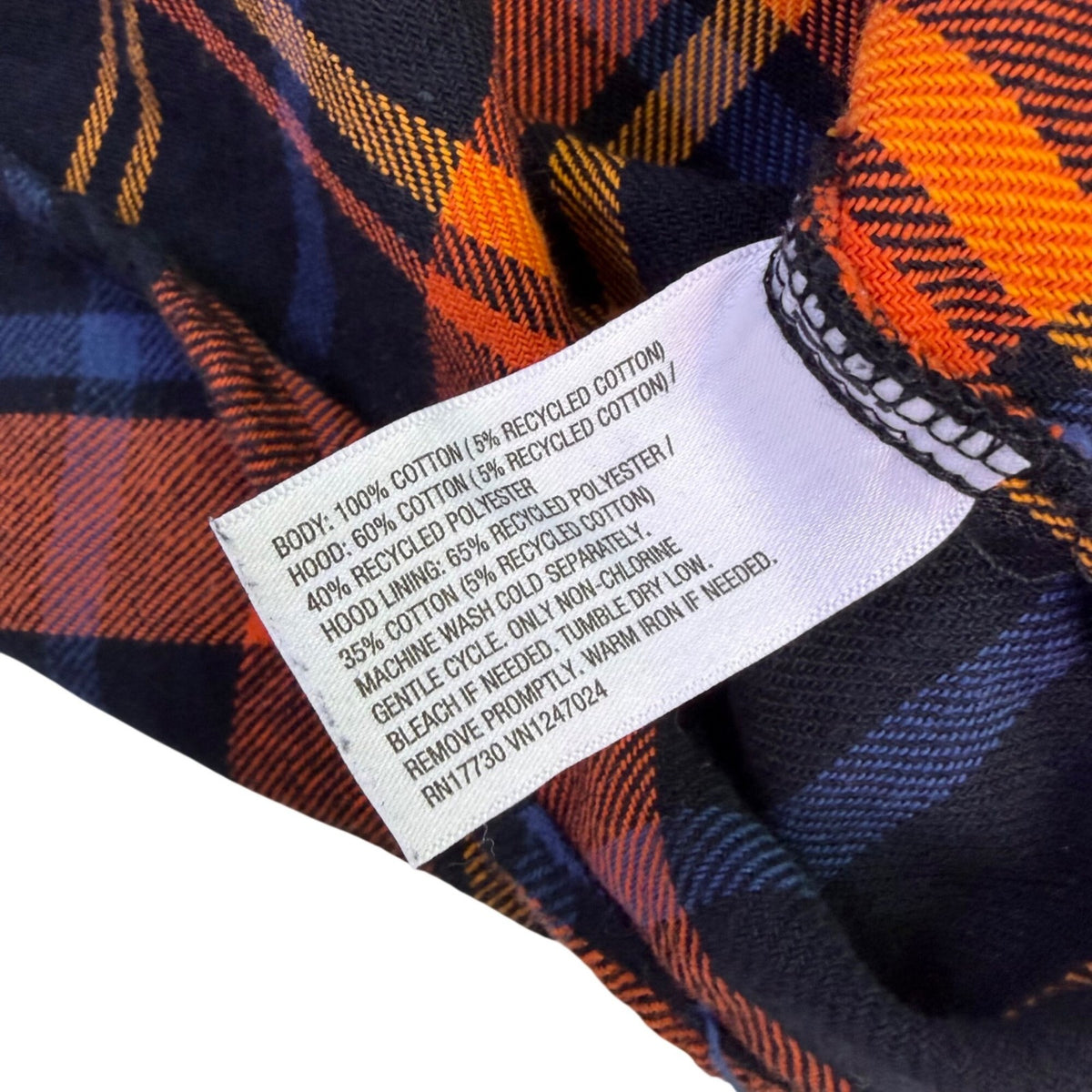 Original Use Mens Orange & Navy Plaid Cotton Hooded Button-Up Shirt Size M