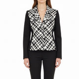White House Black Market Womens Black & White Plaid Long Sleeve Blazer Sz 6
