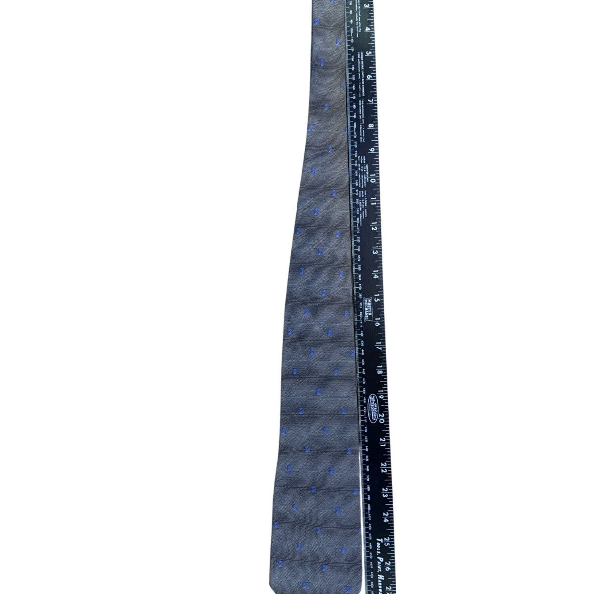 Van Heusen Men’s Gray & Blue 100% Silk Tie Geometric Pattern Made In Korea