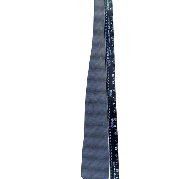 Van Heusen Men’s Gray & Blue 100% Silk Tie Geometric Pattern Made In Korea