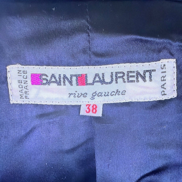 Saint Laurent Womens Gray Wool Button-Up Jacket Gold Accent Pockets Size 38