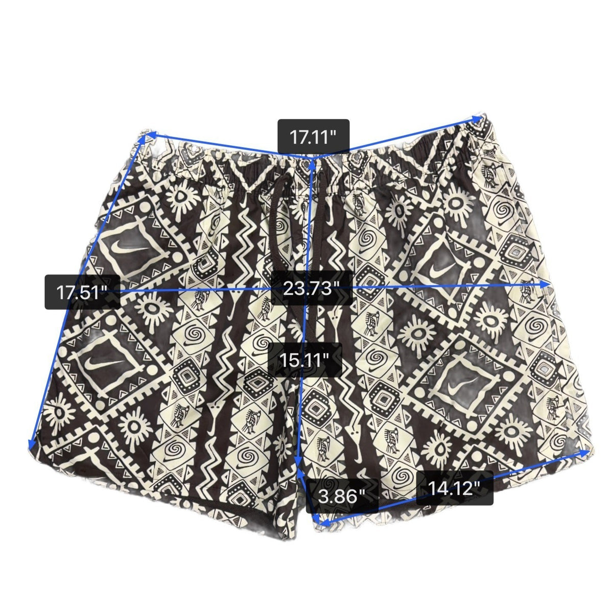 Nike Mens Black White Swim Trunks Standard Fit Above-Knee Geometric Print Sz L