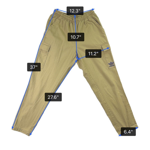 Adidas Mens Beige Cargo Pants Elastic Waist Logo Detail Stylish Design Sz S