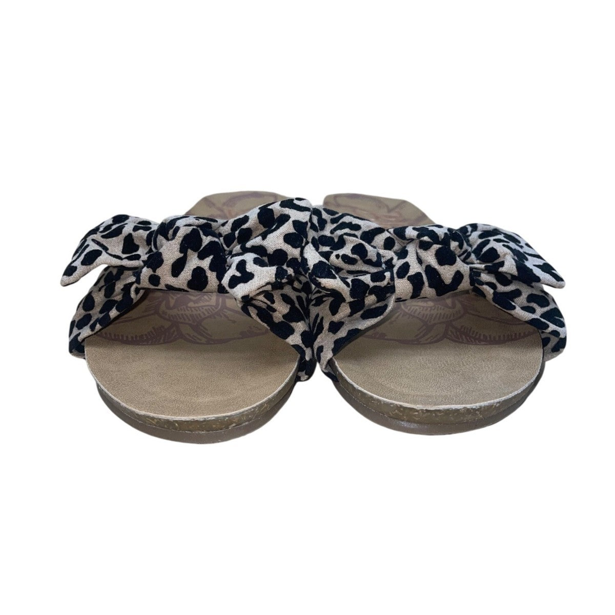 Blowfish Women’s Black & White Leopard Print Bow Detail Slide Sandals 7.5