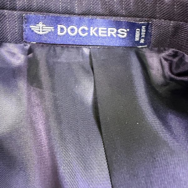 Dockers Mens Black Two-Button Suit Jacket Classy Office Ready Blazer 42R