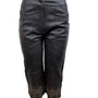 Passion Womens Black Leather Capris With Lace Hem New
