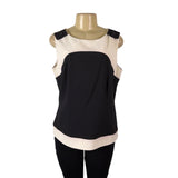 Dressbarn Womens Black & White Sleeveless Button-Shoulder Top Size 14