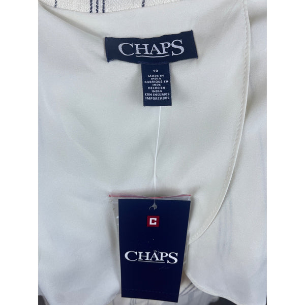 Chaps Women’s White Striped Notched Lapel Blazer Sz 12 - NWT
