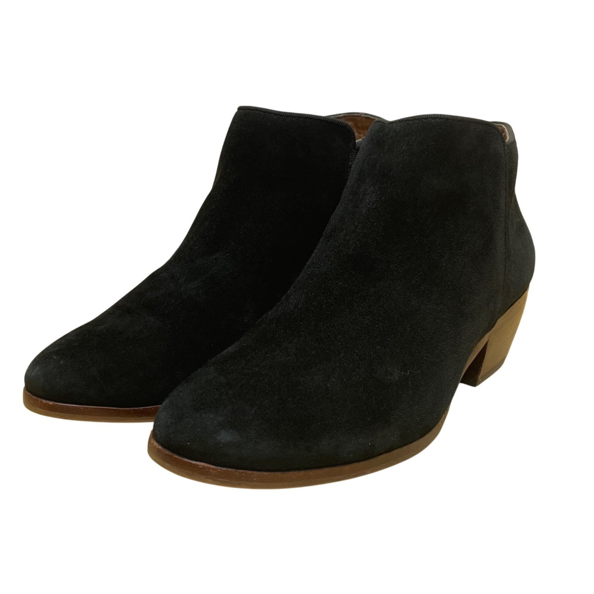 Sam Edelman Women’s Black Suede Leather Block Heel Side Zip Ankle Boots Size 7M