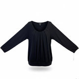 Alfani Women’s Black Pleated Scoop Neck Top Wit 3/4 Sleeves Size L
