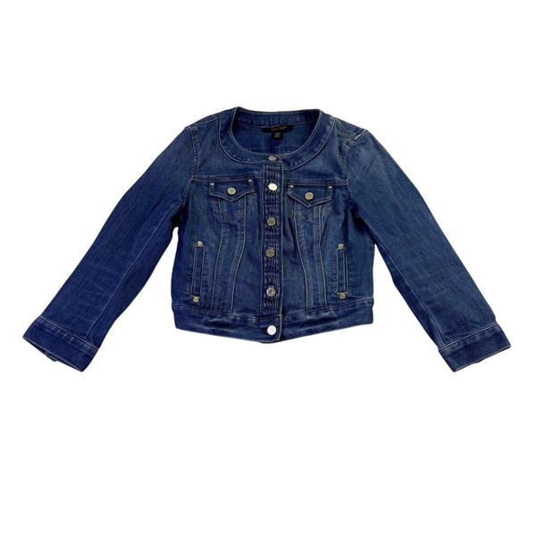 White House Black Market Womens Blue Denim Jacket Button Front Size 0 