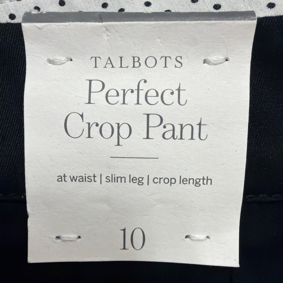 Talbots Womens Black Perfect Crop Pants Slim Fit At Waist Size 10