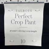 Talbots Womens Black Perfect Crop Pants Slim Fit At Waist Size 10