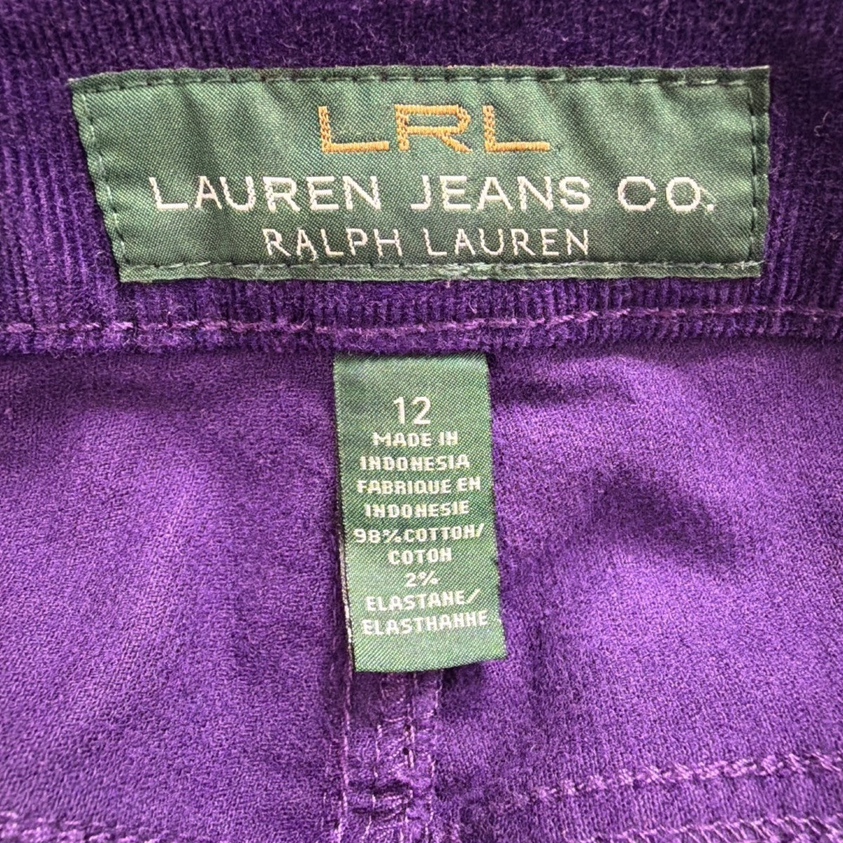 Lauren Ralph Lauren Purple Corduroy Womens Classic Straight Jeans Size 12