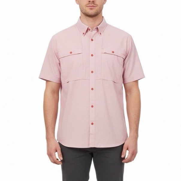 Orvis Mens Red Short Sleeve Button-Up Performance Shirt Size XL