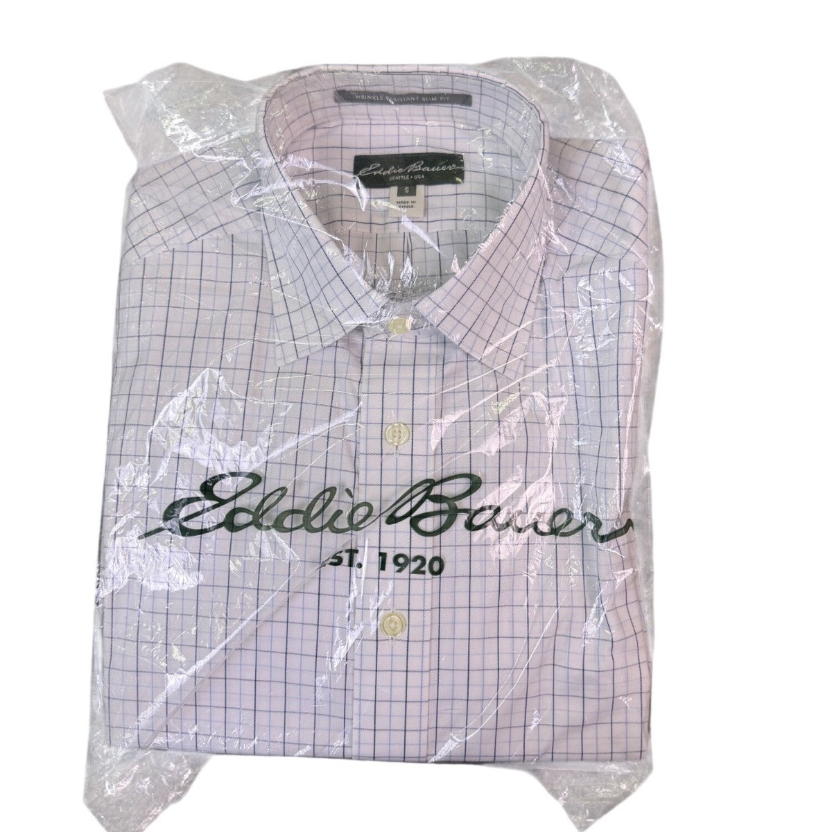 Eddie Bauer Mens White Cotton Long Sleeve Wrinkle Resistant Slim Fit Shirt Sz S