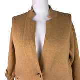 Talbots Womens Camel Nylon Wool Open Front Blazer Jacket With Pockets Size 2X