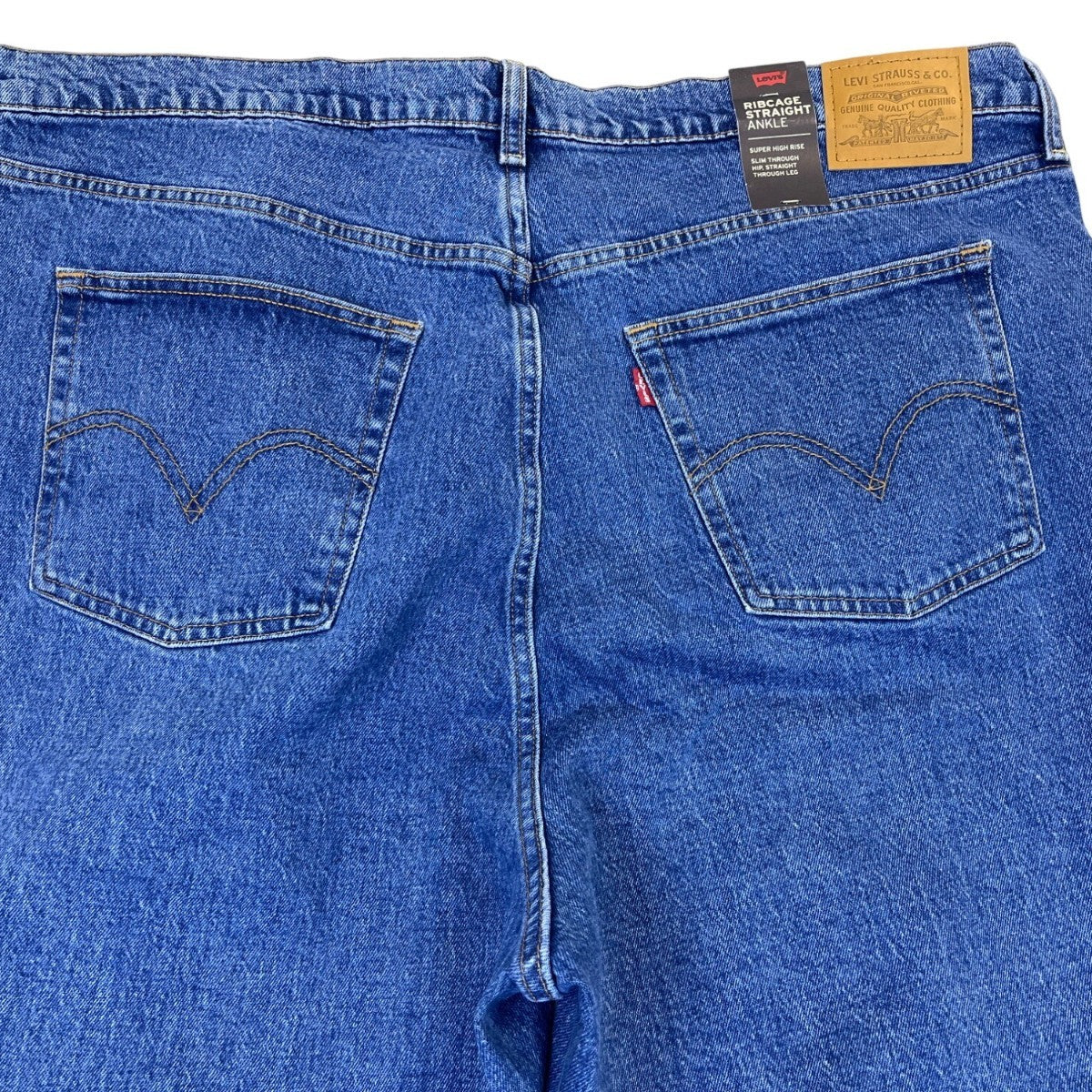 Levis Women Blue Ribcage Straight Ankle Jeans Super High Rise Sz 22W - New